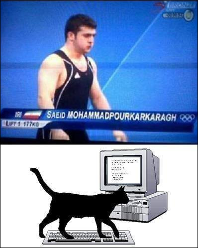 На олімпійських іграх представник з дуже довгим прізвищем Saeid Mohammsdpourkarkaragh - неначе кіт пройшовся по клавіатурі