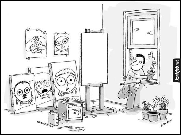 Експериментальне мистецтво. Художник кидає вазон з вікна на людей і змальовує їхні емоції.