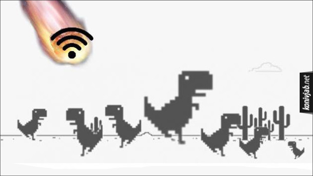 Прикол про динозаврів з Хрома. Динозаврики з браузера Chrome тікають від метеорита (WiFi)